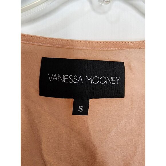 Vanessa Mooney L.A. Sustainable Silk Crepe de Chine Tunic Blouse Peach Pink S - Picture 3 of 4